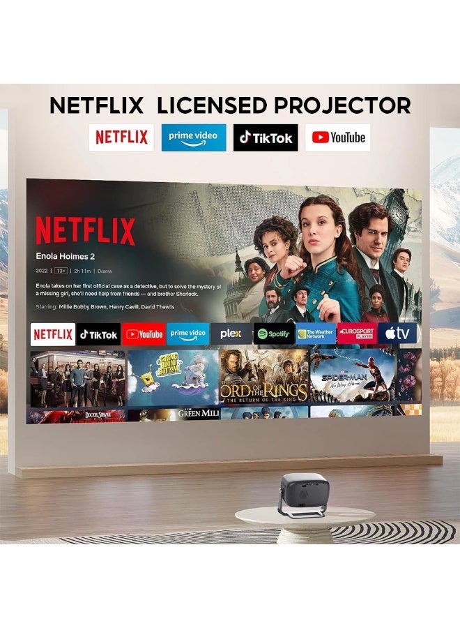 FlashHawk 1080P Full HD Projector - (with Screen) 600 ANSI Lum/4K Support Mini Portable Projector Wifi6 and Bluetooth/Smart Google TV, Netflix/Gimbal Instant Auto Focus/Auto Keystone Correction/Adjustable 180°Angle/Compatible with iOS/Android/PC/PS4/PS5 for Home Outdoor Gaming - Image 3